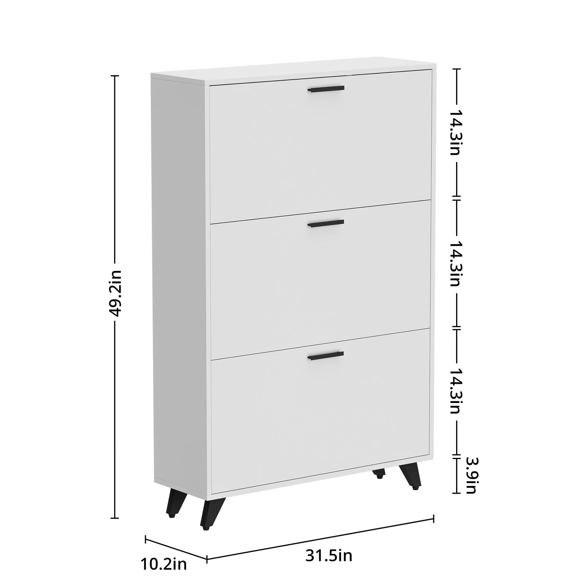 Anystyle White Shoe Storage Cabinet for Large Shoes, 3-Tier Adjustable Flip-Door Organizer, Space-Saving Wooden Cabinet for Entryway, Closet, Living Room, 31.5" W x 49.2" H