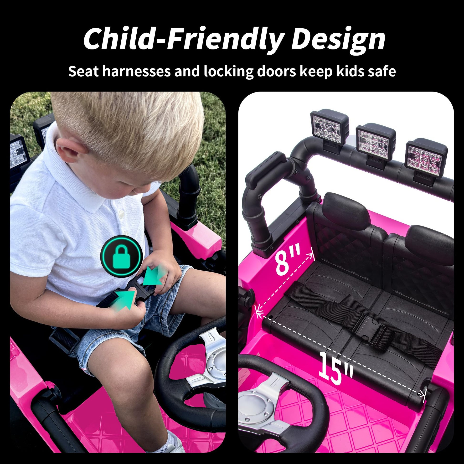 Hikiddo 24V Kids Ride on Car, Kids Electric Vehicles Car Ride on Toy Truck for Toddlers w/Remote Control, 400W Motor - Pink