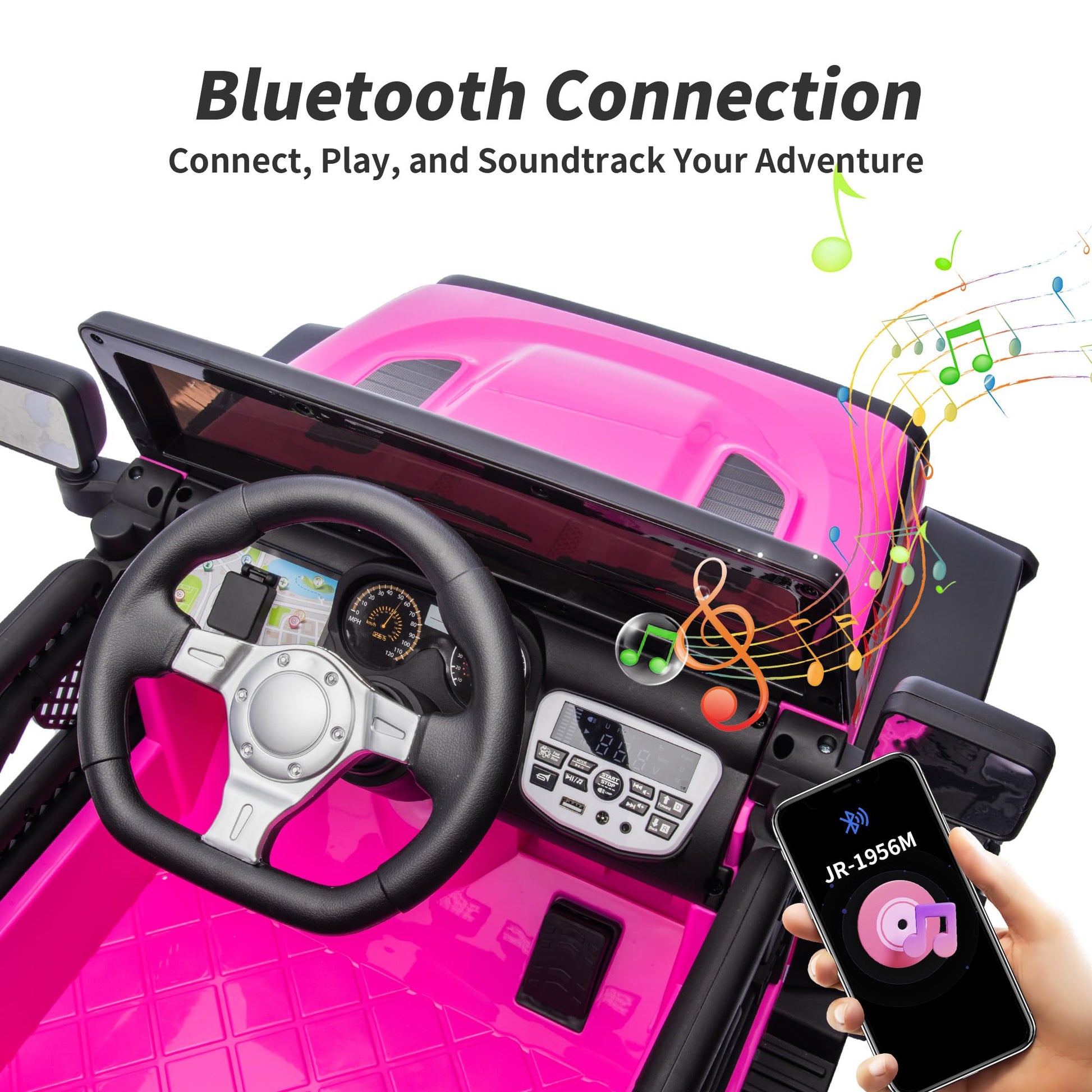 Hikiddo 24V Kids Ride on Car, Kids Electric Vehicles Car Ride on Toy Truck for Toddlers w/Remote Control, 400W Motor - Pink