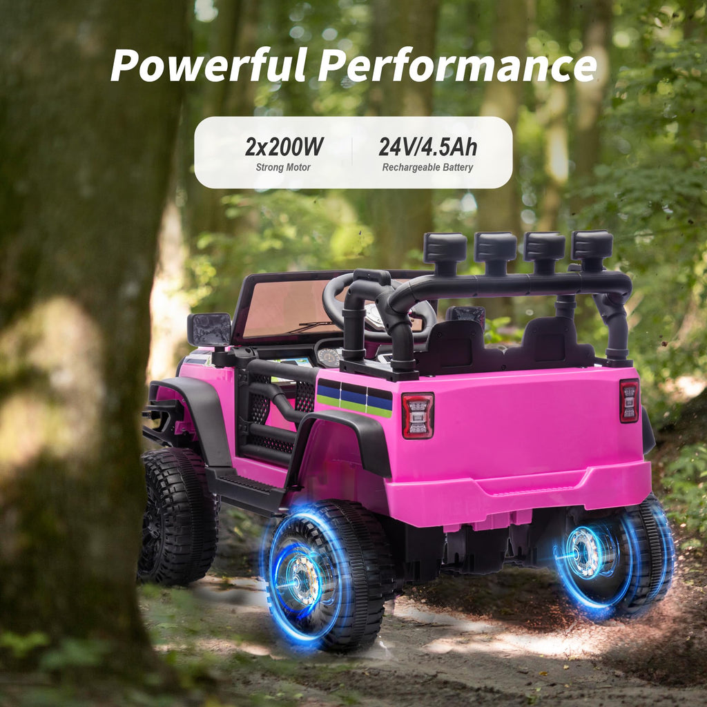Hikiddo 24V Kids Ride on Car, Kids Electric Vehicles Car Ride on Toy Truck for Toddlers w/Remote Control, 400W Motor - Pink