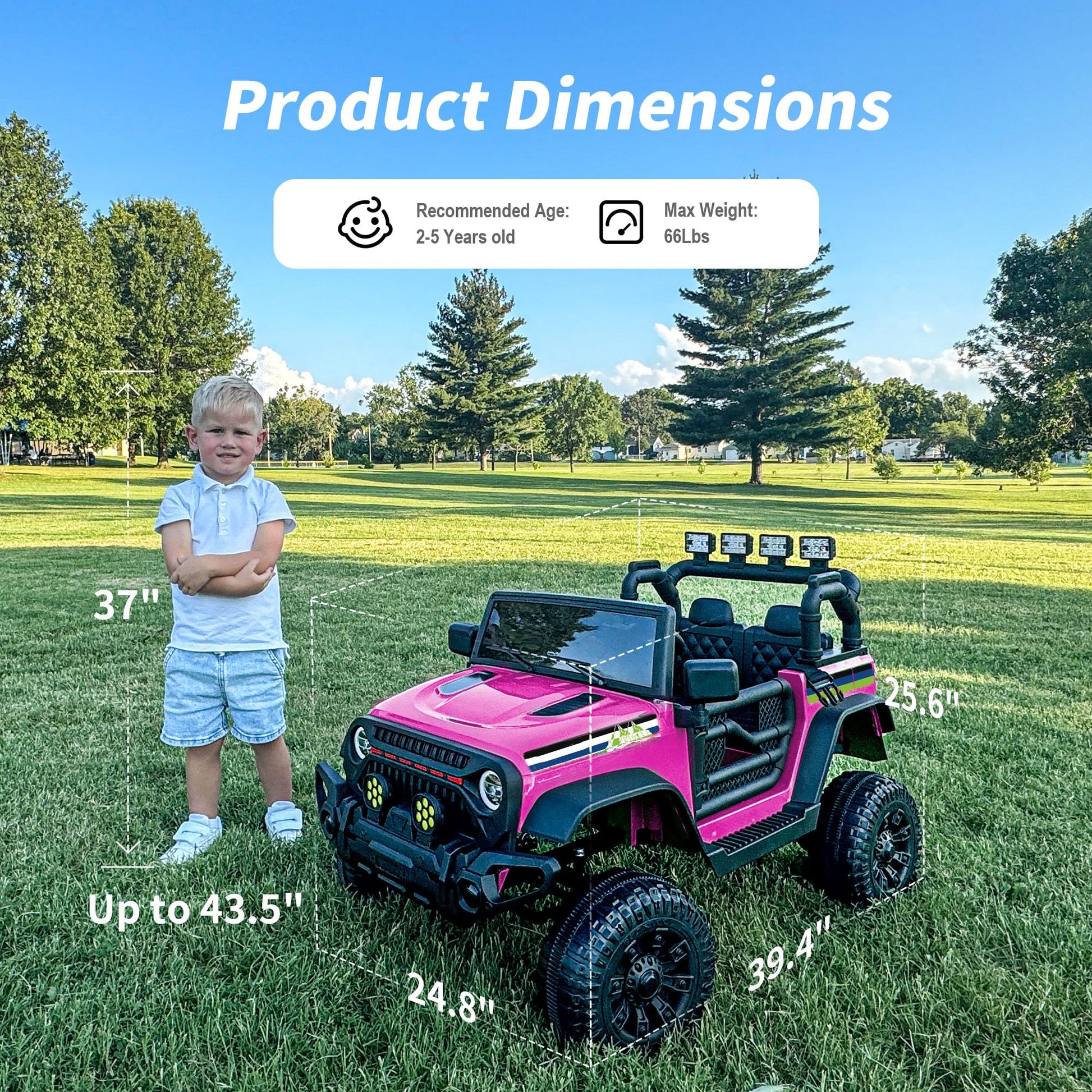 Hikiddo 24V Kids Ride on Car, Kids Electric Vehicles Car Ride on Toy Truck for Toddlers w/Remote Control, 400W Motor - Pink