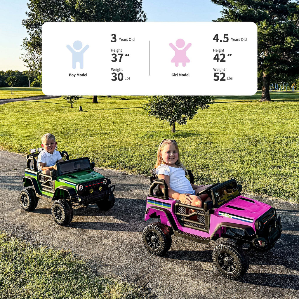 Hikiddo 24V Kids Ride on Car, Kids Electric Vehicles Car Ride on Toy Truck for Toddlers w/Remote Control, 400W Motor - Pink